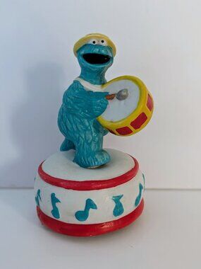 Vintage Sesame Street Cookie Monster Ceramic Wind-up Rotating Music Box